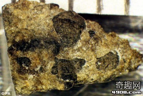 科学家对像这样一块陨石进行研究，认为可能是它们把组成生命的重要成分带到地球上来的
